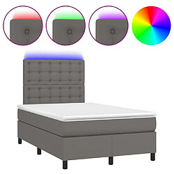 Maison Chic Lit adulte- Lit + matelas + LED,Sommier à lattes de lit matelas LED gris 120x190 cm similicuir -GKD92193