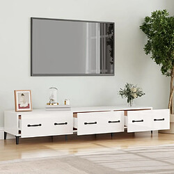 Avis Maison Chic Meuble TV scandinave - Banc TV pour salon Blanc brillant 150x34,5x30 cm Bois d'ingénierie -MN94662