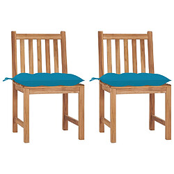 vidaXL Chaises de jardin lot de 2 avec coussins Bois de teck massif 