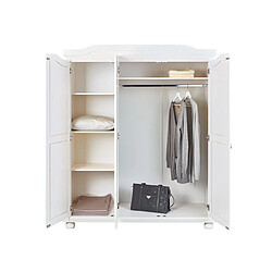 Pegane Armoire blanc avec 3 portes, Dim : L150 x H180 x P56 cm