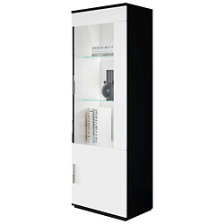 Dansmamaison Vitrine droite 2 portes Noir/Blanc laqué à LEDS - REVE