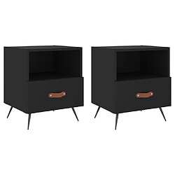 Maison Chic Lot de 2 Tables de chevet - Tables de Nuit noir 40x35x47,5 cm bois d’ingénierie