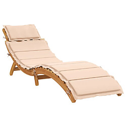 Acheter vidaXL Chaises longues avec coussins lot de 2 beige bois massif acacia