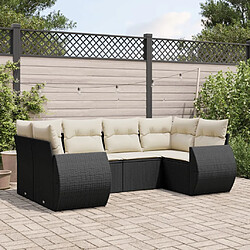 vidaXL Salon de jardin 6 pcs avec coussins noir résine tressée 