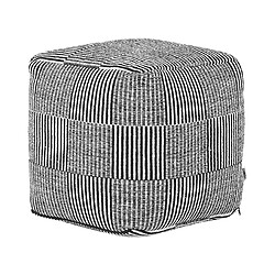 Beliani Pouf en coton noir et blanc 40 x 40 x 40 cm PANDRAN