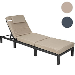 Mendler Chaise longue HWC-A51, polyrotin, bain de soleil, transat de jardin ~ Premium anthracite, coussin crème