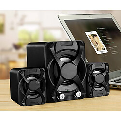 Wewoo Enceinte Bluetooth Haut-parleur filaire Subwoofer Stéréo Basse USB 2.1 3D Atmosphère PC Haut-parleurs portables pour ordinateur portable (noir) pas cher