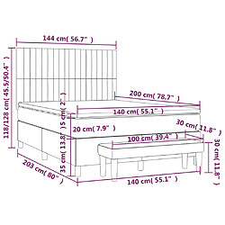 vidaXL Sommier à lattes de lit et matelas Gris foncé 140x200cm Velours pas cher