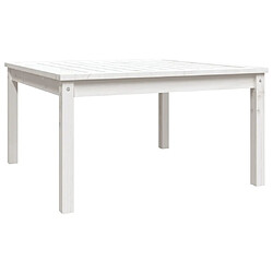 vidaXL Table de jardin blanc 82,5x82,5x45 cm bois massif de pin