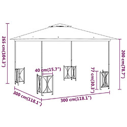 vidaXL Tonnelle avec parois et toit double 3x3 m Taupe pas cher