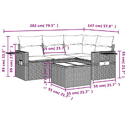 Avis vidaXL Salon de jardin avec coussins 5 pcs beige résine tressée