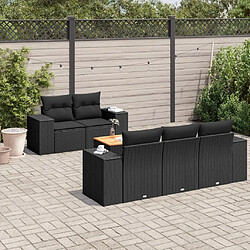 Maison Chic Salon de jardin 6 pcs avec coussins | Ensemble de Table et chaises | Mobilier d'Extérieur noir résine tressée -GKD32861