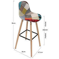 Avis The Home Deco Factory Tabouret de bar scandinave patchwork multicolore