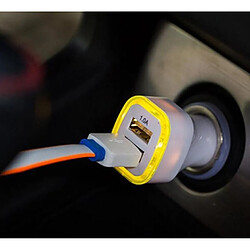 Shot Double Adaptateur LED Prise Allume Cigare USB pour IPHONE 12 Max Double 2 Ports Voiture Chargeur Univers (JAUNE)