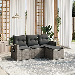 vidaXL Salon de jardin 4 pcs avec coussins gris résine tressée 