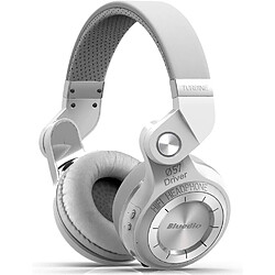 Chrono Casque Bluetooth 5.0 stéréo sans fil Chronus T2S, filaire/rotatif/fonction cloud/commande vocale, écouteurs Bluetooth à basses lourdes de 57 mm sur l'oreille(Blanc) 