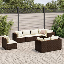 vidaXL Salon de jardin avec coussins 8 pcs marron résine tressée