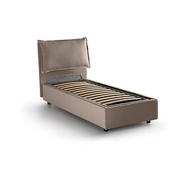 Acheter Autrement Talamo Italia Veronica lit simple avec conteneur, Made in Italy, en tissu amovible, 80x190 cm, avec ouverture frontale, Taupe, avec matelas inclus.