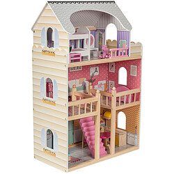 Mamabrum Grande Maison de Poupées en Bois pour Enfants Éclairage LED 123 x 34 x 114 cm