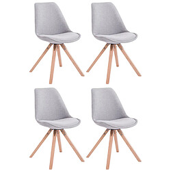 Decoshop26 Lot de 4 chaises de salle à manger design scandinave en tissu gris et pieds en bois clair forme carré 10_0003204