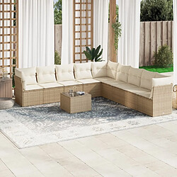 Maison Chic Salon de jardin avec coussins 10 pcs | Ensemble de Table et chaises | Mobilier d'Extérieur beige résine tressée -GKD64676