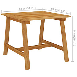 vidaXL Table à manger de jardin 88x88x74 cm Bois d'acacia massif pas cher