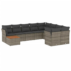 Maison Chic Salon de jardin avec coussins 10 pcs, Ensemble Tables et chaises de jardin, gris résine tressée -GKD831835