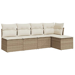 vidaXL Salon de jardin avec coussins 5 pcs beige résine tressée