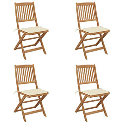 vidaXL Chaises pliables de jardin lot de 4 avec coussins Bois d'acacia