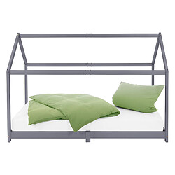 ML-Design Lit enfant + matelas Lit maison Lit bois Sommier à lattes Gris clair 90x200 cm