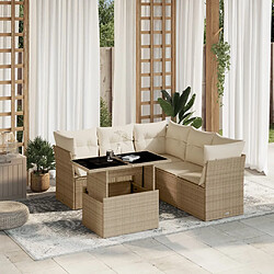 vidaXL Salon de jardin avec coussins 6 pcs beige résine tressée