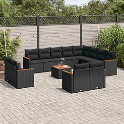 Maison Chic Salon de jardin avec coussins 13 pcs, Ensemble Tables et chaises de jardin, noir résine tressée -GKD235293