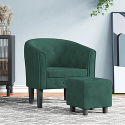 Maison Chic Fauteuil cabriolet et repose-pieds,Fauteuil luxe pour relax vert foncé velours -MN50566