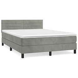 vidaXL Sommier à lattes de lit et matelas Gris clair 140x190cm Velours