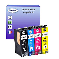 T3Azur 4 Epson T40D -Compatible Lot de 4 Cartouches compatibles avec Epson SureColor SC-T3100M MFP, T3100N remplace Epson T40D