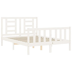 Maison Chic Cadre/structure de lit avec tête de lit pour adulte - Lit Moderne Chambre blanc 140x200 cm bois massif -MN91749 pas cher