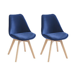 Vente-Unique Lot de 2 chaises en velours et hêtre - Bleu - JODY 