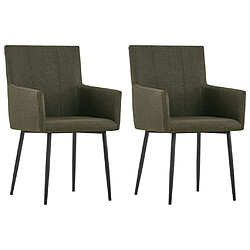 Decoshop26 Lot de 2 chaises de salle à manger cuisine avec accoudoirs design moderne tissu marron CDS020142