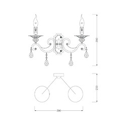 Acheter MAYTONI Applique Bougie Laiton & Cristal, 2 Lumières, E14