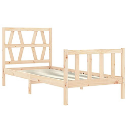 Maison Chic Cadre/structure de lit avec tête de lit pour adulte - Lit Moderne Chambre 90x200 cm bois massif -MN42186 pas cher