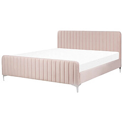 Beliani Lit double en velours rose 180 x 200 cm LUNAN