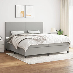 vidaXL Sommier à lattes de lit avec matelas Gris clair 200x200cm Tissu