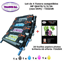 4 Toners génériques HP Q6470,1,2,3A pour HP Color LaserJet CP 3505 3505DN 3505N + 20f papiers photos A6 -T3AZUR 