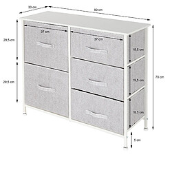 Commode de chambre avec 5 tiroirs tissu amovibles blanc 80x30x70 cm ML-DESIGN® pas cher