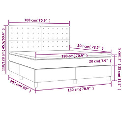 vidaXL Sommier à lattes de lit et matelas et LED Bleu 180x200 cm Tissu pas cher