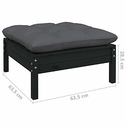 Acheter vidaXL Repose-pied de jardin avec coussin anthracite Bois de pin Noir