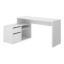 Pegane Bureau angulaire coloris blanc - Longueur 139 x Profondeur 92 x Hauteur 75 cm