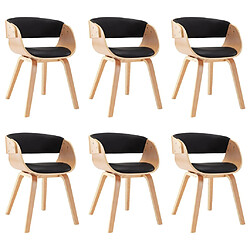 Decoshop26 Lot de 6 chaises de salle à manger cuisine design intemporel bois courbé et synthétique noir CDS022665 