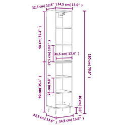 vidaXL Buffet haut Sonoma gris 34,5x32,5x180 cm Bois d'ingénierie pas cher