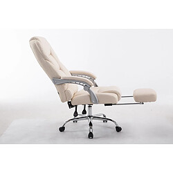 Decoshop26 Fauteuil de bureau ergonomique avec repose-pieds extensible synthétique crème BUR10169